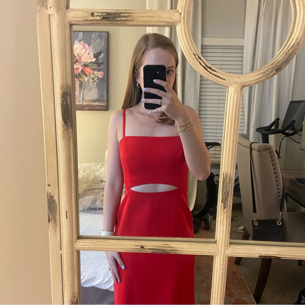 Red aqua gown with front cutout